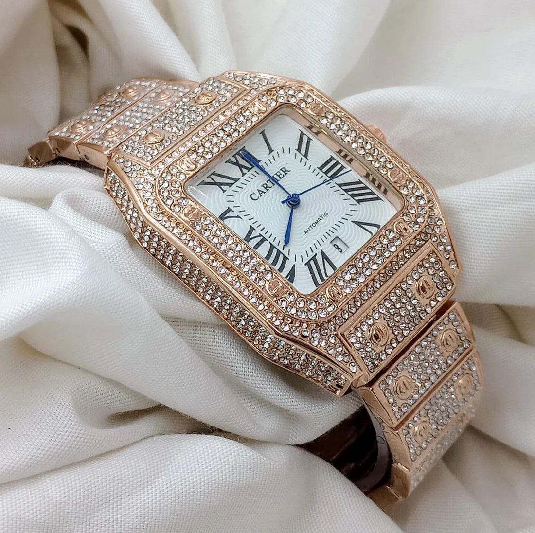 The Golden Iced Square Dial Watch